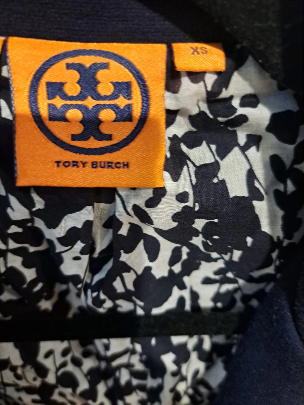 Tory Burch Navy Military-Inspired Blazer with Printed Lining